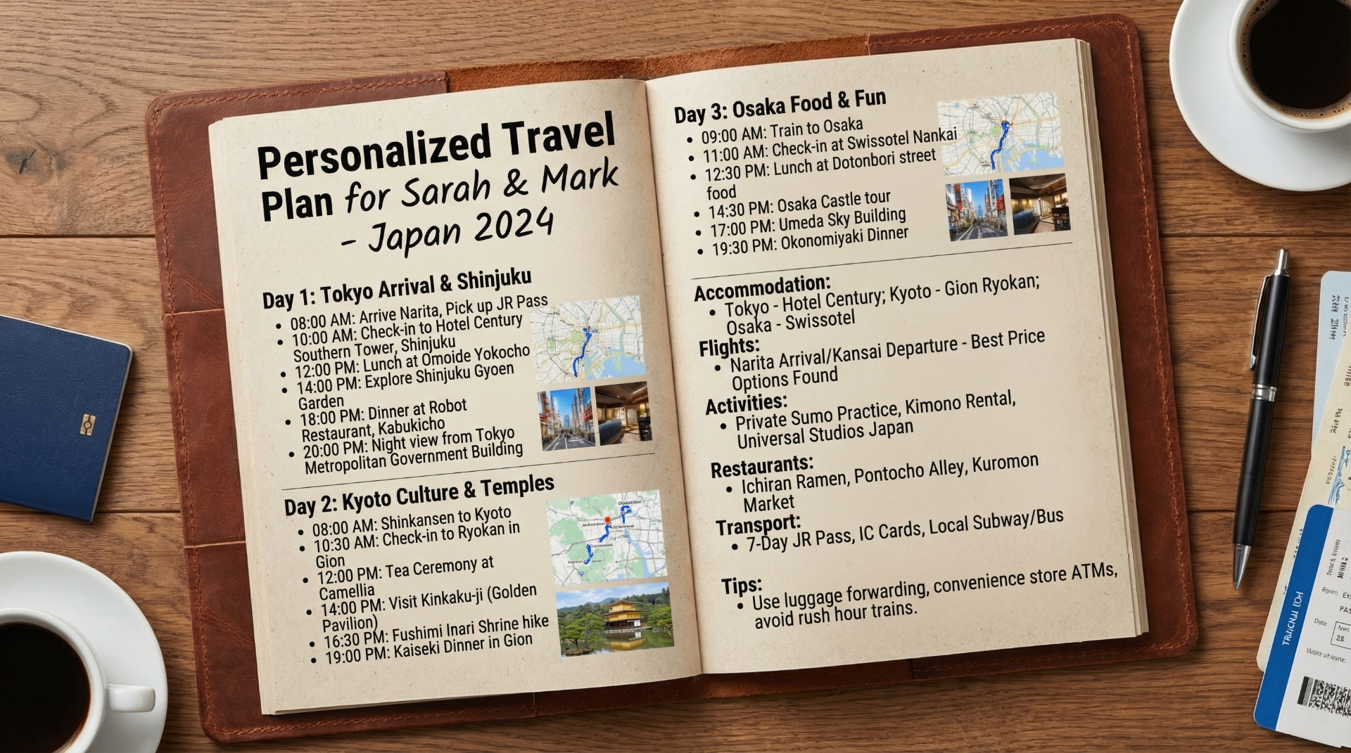 Personalised travel itinerary designed by Alejandro — Japan trip example